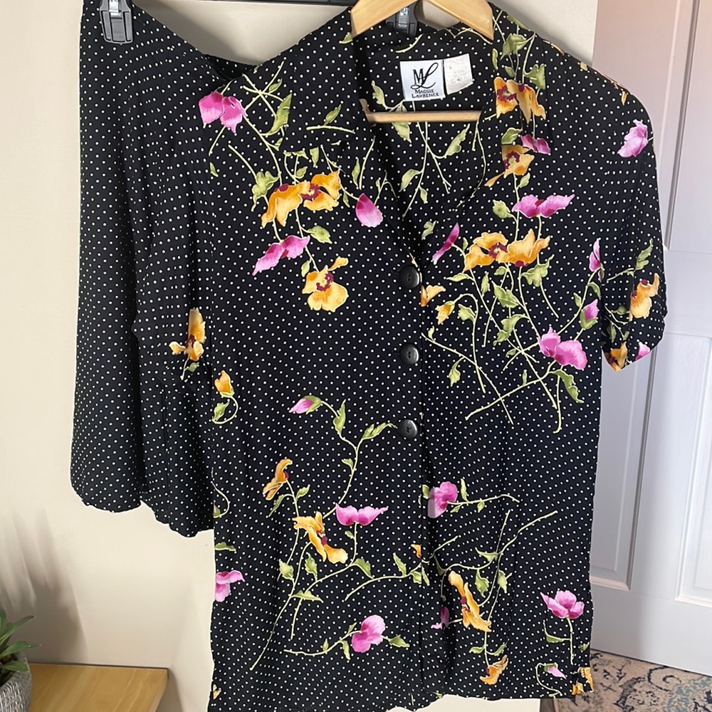 Maggie Lawrence 2 piece polka dot top and skirt